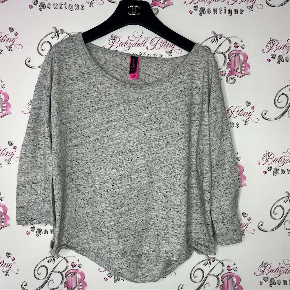 La senza open back top heathered grey speckles swoop back lounge comfy gray